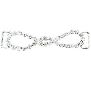 Czech Rhinestone Connector, Bow, Crystal/Silver, 3